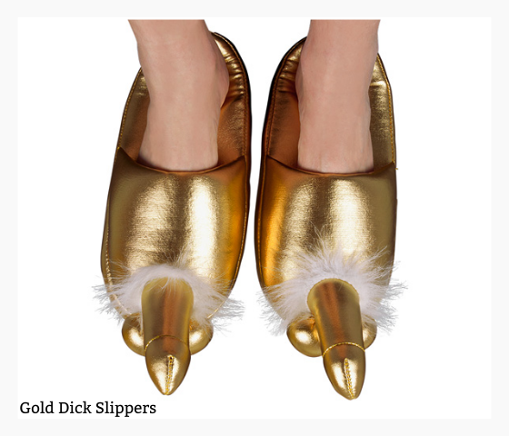 Novelty Golden Penis Tipped Slippers For Posh Ladies And Gents